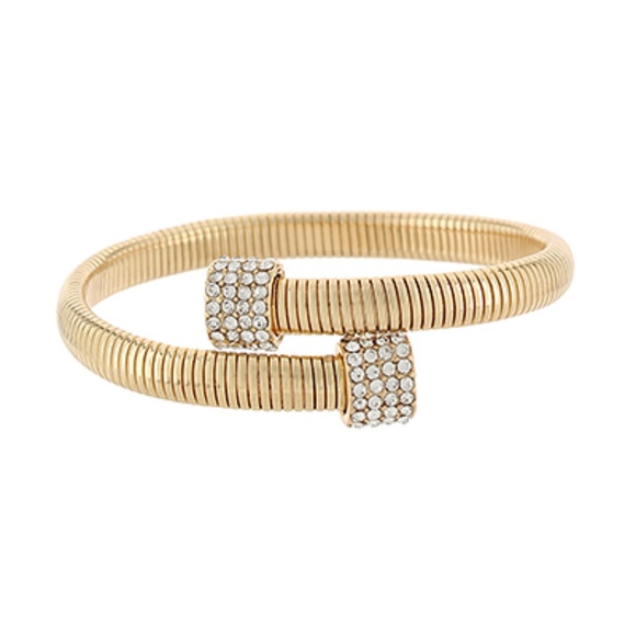 End Pave Crystal Omega Cuff Bracelet - Picture 1 of 2